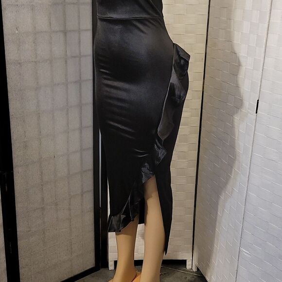 BRAND NEW LIZ&SARA HIGH LOW RUFFLE HEM SATIN DRESS - Picture 4 of 14